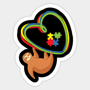 Autism Sloth Awareness Heart Sloth Lover Sticker